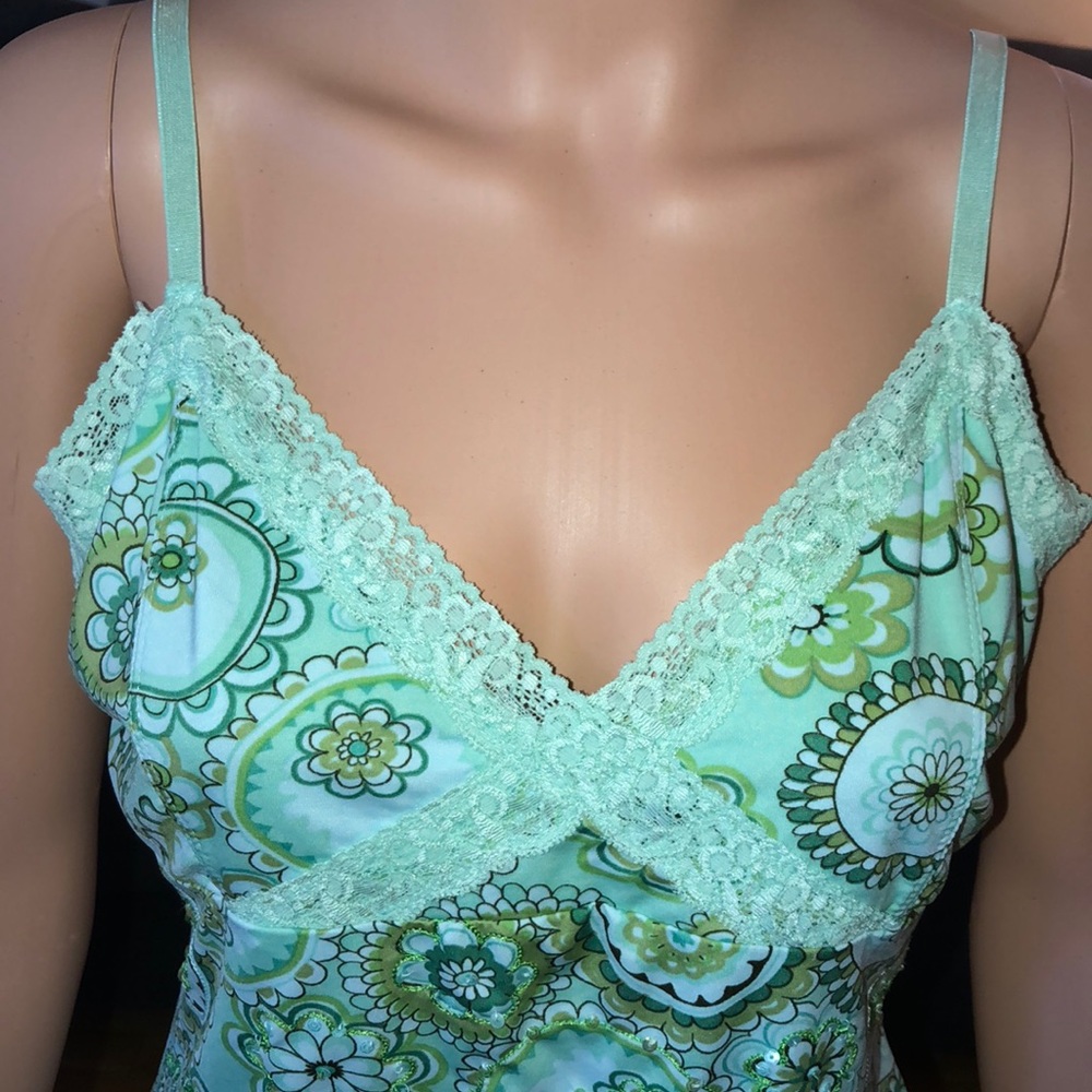 INC Geometric shades of green tank top.